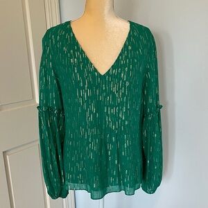 Lilly Pulitzer Size 10 Green Blouse with Gold Accents - Festive for the Holidays